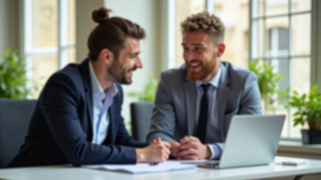 Couple moderne en consultation financière, environnement professionnel