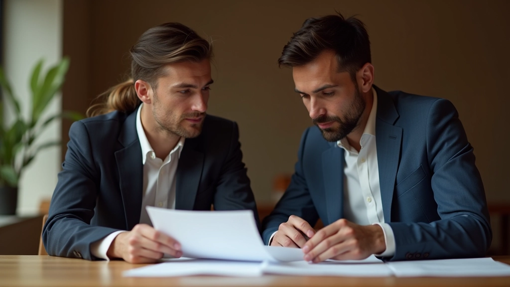 Deux personnes examinant des documents financiers ensemble à une table de travail