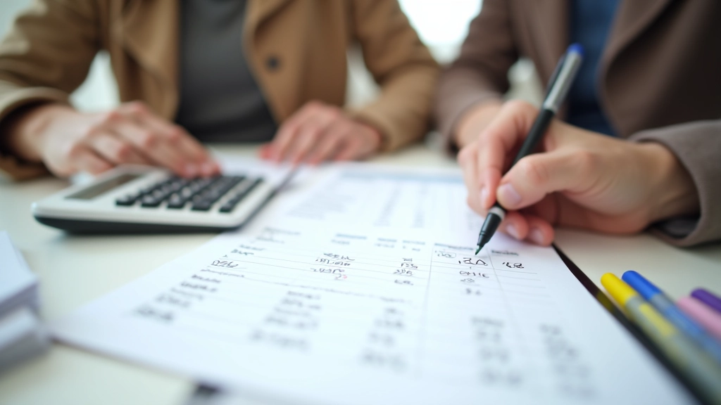 Budget mensuel manuscrit avec stylo et notes sur papier